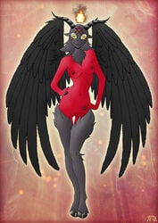 anthro azadeth baphomet cute demon female fur furry goat pentagram solo