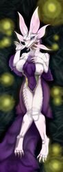 2016 anthro big_breasts blue_eyes breasts capcom claws dragon female fin fur leviathan_(mh) looking_at_viewer mizutsune monster_hunter nipples nude scales solo video_games white_scales