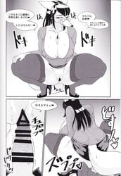 anthro big_breasts blush breasts canine comic doujinshi female huge_breasts kazuhiro kemokko_lovers kemono mammal monochrome penis thick_thighs