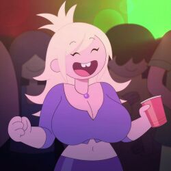 1girls 2d 2d_(artwork) 2d_artwork adventure_time adventure_time:_fionna_&_cake animated areolae big_areola big_breasts big_nipples blonde-haired_female blonde_female blonde_hair blonde_hair_female blue_shirt blush blush_lines bouncing_breasts breasts cartoon cartoon_network cartoony cleavage closed_eyes drink female_focus fionna_campbell fionna_campbell_(club_outfit) fionna_the_human_girl flashing flashing_breasts group lifting lifting_shirt light-skinned_female navel nipples no_bra one_eye_open parowy party patreon_reward pink_areola pink_nipples presenting presenting_breasts rave_outfit rave_party red_cup shirt_lift smile smiling