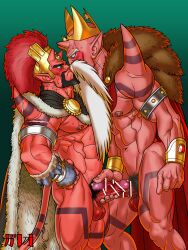 2boys abs age_difference armband artist_name bald balls bara beard beefy biceps big_areola big_balls blue_eyes blush bracelet breasts cape censor_bar censored censored_penis completely_nude crown daddy dangling_balls dilf dragon_quest dragon_quest_x flaccid foreskin foreskin_folds full_body galeoria_(pixiv) gay gradient_background green_background grey_hair hairy hairy_balls handjob helmet hi_res holding_penis horn humanoid hunk king_bagdr king_groll leg_hair long_beard long_mustache male male_only mature_male moustache muscles muscular muscular_arms muscular_legs muscular_male muscular_neck muscular_thighs navel nude ogre_(dq10) old_male pecs penis pink_glans pointless_censoring pointy_ears precum precum_drip pubic_hair quadriceps red_body red_penis retracted_foreskin scar_on_leg side_view sideburns six_pack standing sweat sweatdrop tail tail_hair tattoo tattoo_on_arm tattoo_on_chest tattoo_on_legs tattoo_on_tail tattooed_arm tough_guy triceps uncircumcised uncut unretracted_foreskin very_high_resolution yaoi