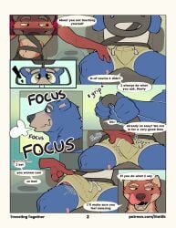 absurd_res ambiguous_gender anthro anthro_on_anthro athletic_wear band-aid bandage barely_contained barely_contained_penis barely_visible_genitalia barely_visible_penis bear becoming_erect becoming_erect_under_clothing being_watched blue_body blue_fur bottomwear bulge car car_sex clothed clothing countershading crotch_grab crotch_shot cupholders detailed_background detailed_bulge dialog_balloon dialogue dirty_talk distracted distracted_driving distracted_sex dominant dominant_anthro dominant_male driving driving_car duo duo_focus duo_in_panel english_text erection erection_under_bottomwear erection_under_clothing excited excited_expression excited_face excited_for_sex excited_male exclamation_point eyewear focusing fur genitals green_bottomwear green_clothing grope group growing_bulge gym_bottomwear gym_shorts half-closed_eyes half-erect halftone halftone_background hand_in_clothing hand_under_clothing happy heavy_breaths hi_res inside_car inside_vehicle licking licking_lips licking_own_lips looking_at_another looking_pleasured male male/ambiguous male_anthro mammal mischevious name_in_dialogue narrowed_eyes onomatopoeia pattern_background penis seat_belt seductive sex shirt shorts simple_background size_difference small_dom_big_sub sound_effects spread_legs spreading starry_eyed starry_eyes statiik_(artist) steering_wheel stroking_penis submissive submissive_anthro submissive_male tank_top teasing text throbbing throbbing_penis tongue tongue_out topwear url vehicle verbal verbal_domination verbal_submission verbal_teasing