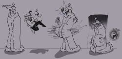 2boys belly belly_bulge caine_(the_amazing_digital_circus) cartoon cartoon_physics clipping clueless internal kinger_(the_amazing_digital_circus) male male_only suprised text the_amazing_digital_circus unbirth unwilling_pred vore vore_belly willing_prey