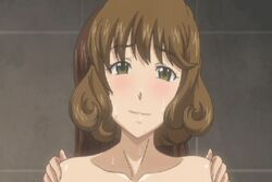 2girls animated animated_gif blush breasts brown_hair female human inverted_nipples kuramochi_natsumi large_breasts multiple_girls nude pink_pineapple pointy_chin screencap screenshot soushisouai_note soushisouai_note_the_animation stitched t-rex_(animation_studio) teenager