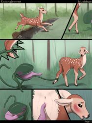 anus blush cervine comic deer female feral forest mammal monster mushbun open_mouth pussy smile tree