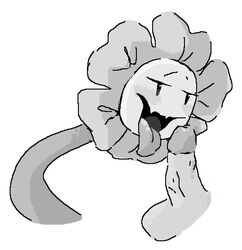 blush disembodied_penis duo erection fangs flora_fauna flower flowey_the_flower grey_theme male melonpussy open_mouth oral penis plant tongue tongue_out undertale video_games