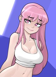 1girls big_breasts breasts cleavage disney disney_channel eyebrows_visible_through_hair female female_only giffany gravity_falls heart-shaped_pupils human long_hair looking_at_viewer pink_eyes pink_hair rodjim smile solo straight_hair tease