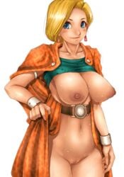 1girls animated bianca_whitaker blonde_hair blue_eyes blush bouncing_breasts bracelet breasts censored cloak clothes clothing dragon_quest dragon_quest_v earrings female female_only large_breasts long_hair looking_at_viewer nipples sakuradou shiny_skin smile solo stomach sweat white_background