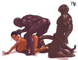 3boys anal big_penis breasts dark-skinned_female dark-skinned_male dark_skin doggy_style female gangbang hair_pull huge_cock large_breasts mnogobatko rape tight_fit triple_penetration vaginal_penetration