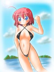 1girls agaa_(masatu) blue_eyes breasts female pastel_(twinbee) red_hair swimsuit twinbee