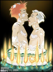 2boys cake gay idgiebay male male_only marvel pietro_maximoff pyro pyro_(x-men) quicksilver st._john_allerdyce straight_hair x-men x-men_evolution yaoi