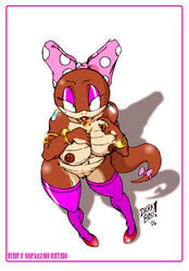 2006 alternate_breast_size anthro bow bracelet breasts claws darkboss eyelashes eyeshadow female high_heels koopa koopaling lipstick mario_(series) necklace nintendo nipples polka_dots straight_hair tail the_super_mario_bros._super_show! wendy_o._koopa