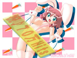 1girls agaa_(masatu) breasts bunny_ears female milestone_celebration open_mouth pastel_(twinbee) sling_bikini swimsuit twinbee