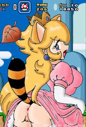 ass clothes color day empty_(artist) female female_only human mario_(series) nintendo outdoors princess_peach raised_tail solo straight_hair super_mario_bros._3 tagme tail