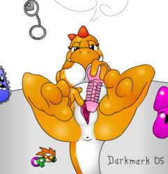 2005 anthro breasts color dildo female female_only front_view lying mario_(series) nintendo nipples nude on_back opius solo straight_hair super_mario_bros. tagme thwomp vulva yoshi