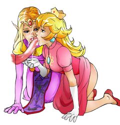 crossover female human mario_(series) nintendo ocarina_of_time princess_peach princess_zelda slopshot straight_hair super_smash_bros. the_legend_of_zelda zelda_(ocarina_of_time)