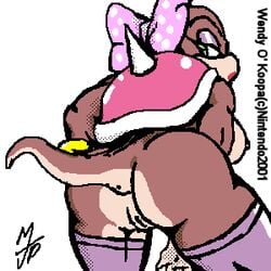 alternate_breast_size anthro bow bracelet breasts claws darkboss eyelashes female koopa koopalings lipstick mario_(series) nintendo nipples polka_dots shell spiked_shell spikes straight_hair tail the_super_mario_bros._super_show! wendy_o._koopa