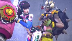 3d animated bounce clothed_sex d.va doggy_style female junkrat laosduude male meka no_sound overwatch sex source_filmmaker straight video