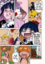 2girls briefers_rock comic dialogue heart-shaped_pupils lipstick multiple_girls okina_keikaku panty_&_stocking_with_garterbelt panty_anarchy shiwasu_no_okina stocking_anarchy