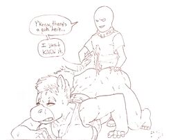 anon anthro ass bent_over breasts brooke clothing donkey equine female furry human interspecies male mammal monochrome sex spanking spreading sweat thepainfultruth traditional_media_(artwork)