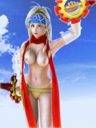 3d animated armpits bare_legs blonde_hair bouncing_breasts breasts cloud female female_only final_fantasy final_fantasy_x final_fantasy_x-2 green_eyes incise_soul large_breasts legs long_hair looking_at_viewer m-rs nipples panties rikku sky solo stomach weapon yellow_panties