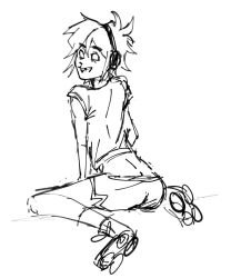 2d_(gorillaz) 2d_(humility) ass big_ass catfishyyuu01 fully_clothed gorillaz headphones looking_at_viewer male male_focus male_only questionable roller_skates shorts smile smiling smiling_at_viewer tooth_gap