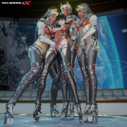 3d 3d_(artwork) 3d_model 3d_render 3dcg 4girls alternate_version_available android breasts breasts_out cyborg eve_(stellar_blade) female_only fingered fingering hd high_heels high_resolution highres interracial interracial_yuri leotard leotard_aside lesbian_domination lesbian_sex multiple_females multiple_girls nipples pussy rael_(stellar_blade) shaddoll_x shorter_female size_difference stellar_blade taller_female vagina yuri