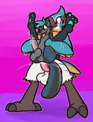 2025 3_toes anal anal_orgasm anal_sex anthro anthro_on_anthro anthro_penetrated anthro_penetrating anthro_penetrating_anthro avian balls beak big_balls big_penis black_body black_fur blue_body blue_feathers blue_fur blue_hair blue_pawpads bodily_fluids breath_of_the_wild brown_pupils canid canine canis claws cum cumshot dated domestic_dog ejaculation erection feathers feet full_nelson fur genital_fluids genitals glans grey_balls grey_beak grey_body grey_claws grey_feathers grey_fur grey_inner_ear hair hands-free hi_res humanoid_genitalia humanoid_penis jacob_blackberry kass_(tloz) legs_above_head male male/male male_penetrated male_penetrating male_penetrating_male mammal nintendo orgasm pawpads penetration penile penile_penetration penis penis_in_ass pink_background pink_glans pink_penis pupils red_body red_feathers rito sex simple_background smile tail tail_feathers the_legend_of_zelda toe_claws toes ultilix white_balls white_body white_feathers yellow_body yellow_eyes yellow_feathers