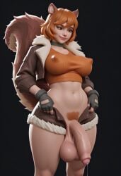 1futa 2d 2d_(artwork) abs ai_generated athletic athletic_female balls big_breasts breasts clothed clothing cropped_jacket cum curvaceous curvaceous_female curvaceous_figure curves curvy curvy_body curvy_female curvy_figure curvy_hips digital_drawing_(artwork) doreen_green erect_nipples erect_nipples_under_clothes foreskin freckles freckles_on_face futa_only futanari ginger ginger_hair green_eyes half-erect jean_shorts leaking_cum leaking_precum light-skinned_female light-skinned_futa light-skinned_futanari light_skin looking_at_viewer marvel marvel_comics marvel_rivals nipples nipples_visible_through_clothing penis_out precum precum_drip precum_on_penis precum_string shorts sillyboisclub simple_background smile smiling squirrel_girl_(marvel) squirrel_girl_(marvel_rivals) squirrel_tail standing tail thick_thighs