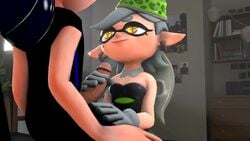 3d animated black_hair clothed_sex cum earrings ejaculation fangs female gloved_handjob gloves handjob inkling inkling_boy jinouga97 long_hair looking_up male marie_(splatoon) nintendo no_sound penis smile source_filmmaker splatoon squid_sisters straight video white_gloves white_hair yellow_eyes