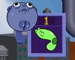 1boy blue_skin colored_skin green_skin lavabutts nonbinary nubby's_number_factory pussy sphere_creature