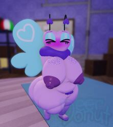 1girls antennae antennae_(anatomy) anthro anthro_female anthro_only blue_wings blush butterfly butterfly_wings chubby closed_eyes dandy's_world dandys_world deerdonut fat_pussy flutter_(dandy's_world) freckles_on_breasts fur furry furry_female furry_only massive_areolae massive_ass massive_breasts plump pubic_hair pussy pussy_peek roblox roblox_game roblox_studio thick_thighs wings
