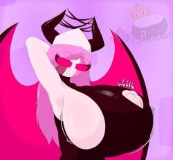 arm_behind_head armpits big_breasts boob_window breasts demon demon_girl demon_horns enormous_breasts fnf fnf_mods friday_night_funkin friday_night_funkin_mod gigantic_breasts huge_breasts hyper hyper_breasts looking_at_viewer massive_breasts mid_fight_masses midfight_masses plumkinplumchime red_eyes sarvente sarvente_(demon_form) sarvente_(dokki.doodlez) sarvente_(friday_night_funkin) showing_off sideboob wings