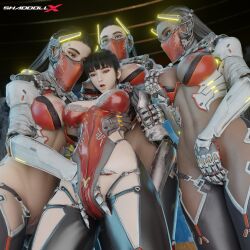 3d 3d_(artwork) 3d_model 3d_render 3dcg 4girls android breasts breasts_out cyborg eve_(stellar_blade) female_only fingered fingering hd high_heels high_resolution highres interracial interracial_yuri leotard leotard_aside lesbian_domination lesbian_sex multiple_females multiple_girls nipples pussy rael_(stellar_blade) shaddoll_x shorter_female size_difference stellar_blade taller_female vagina yuri