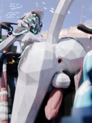 3:4 3d_(artwork) absurd_res airframe_ultra anthro anus arched_back ass backsack balls bat_(object) bite blue_claws blue_clothing blue_footwear blue_hair_tips blue_markings blue_shoes blurred_background blurred_foreground bodily_fluids bomb butt_focus claws clothing dark_markings day digital_media_(artwork) domestic_cat english_text explosives facial_markings felid feline felis femboy finger_bite finger_in_mouth fog foggy_background footwear fur genital_fluids genitals glowing glowing_claws glowing_eyes glowing_hair_tips glowing_markings grenade grey_body grey_fur grey_hair hair head_markings hi_res holding_object holding_weapon hoverbike leaking_precum light looking_at_viewer low-angle_view low_poly male mammal markings max_(pestbudmax) motorcycle nude open_anus outside penis pestbudmax pink_eyes precum public racer rear_view shoes solo sunlight text urban vehicle videocult weapon