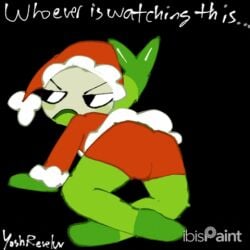 1:1 angry animated anthro anus arthropod ass balls black_background blush blushcrunch_studio bottomwear christmas christmas_clothing christmas_headwear clothed clothing cranky_christmas_shrimpo crustacean dandy's_world dialogue digital_media_(artwork) duo genitals green_body half_naked hat headgear headwear helping holiday_clothing holiday_dressed holidays humanoid_genitalia humanoid_penis looking_at_viewer low_res male male/male marine penis pose posing_for_the_viewer presenting presenting_hindquarters roblox santa_hat short_body shorts shrimp shrimpo_(dandy's_world) simple_background soulvester soulvester_(dandy's_world) taking_off_shorts text toon_(dandy's_world) yoshreveluv