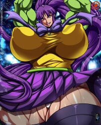 1girls 2021 amazon artist_signature big_breasts breasts busty clothed clothing curvy eiken female female_only fishnets front_view high_ponytail hourglass_figure huge_breasts human kirika_misono light-skinned_female light_skin low-angle_view muscles_through_clothes muscular_arms nipple_bulge osmar-shotgun panties panty_peek perky_breasts ponytail purple_eyes purple_hair ribbon school_uniform schoolgirl sidelocks skindentation skirt slim_waist taller_female teenager thick_thighs thighhighs tied_hair tits toned toned_female voluptuous