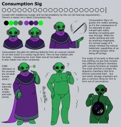 1boy antennae_(anatomy) belly belly_button big_belly blush blushing crying drool drool_on_face drool_string drooling facial_markings fat fat_male featureless_chest featureless_crotch forehead_mark green_body green_skin implied_vore iterator_(rain_world) male male_focus male_only moobs no_significant_harassment_(rain_world) overweight overweight_male paws rain_world reference_image reference_sheet robe robot robot_boy robot_humanoid scarf smiling smiling_at_viewer text vore vore_belly x-ray x-ray_view