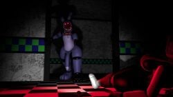 3d animatronic anthro bow_tie bunny checkered_floor dark_room dripping five_nights_at_freddy's glowing_eyes horror huge_ass purple_fur rabbit red_eyes red_lighting robot sharp_teeth source_filmmaker staffbot standing stuffbot_(nightbotgrey) thick_thighs voidexit wide_hips withered_bonnie