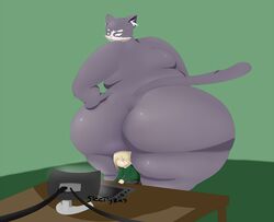 2016 absurd_res animal_humanoid anthro ass belly big_ass big_ass_(male) big_belly big_butt bubble_ass bubble_butt computer dat_ass dat_butt dumptruck_ass dumptruck_butt duo fat_ass fat_butt feline fur grey_fur hi_res huge_ass huge_butt human humanoid large_ass large_butt log_horizon looking_back low-angle_view male mammal massive_ass massive_butt nude nyanta obese overweight overweight_male plump_ass plump_butt round_ass round_butt size_difference sleepyras slightly_chubby superchub yaoi