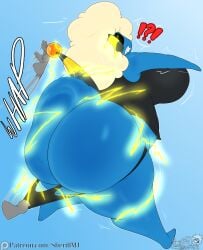 masterj291 nintendo patreon pokemon marianne generation_2_pokemon mareep pokemon_(species) 2026 hi_res ambiguous_gender anthro big_breasts big_butt black_clothing blonde_hair blue_background blue_body breasts butt butt_jiggle butt_slap clothing clothing_pull duo electricity female hair huge_breasts huge_butt hyper hyper_butt jiggling onomatopoeia panties panty_pull shocked simple_background slap sound_effects spanking surprised text thick_thighs underwear underwear_pull big_ass huge_ass fat_ass furry furry_only disembodied_hands
