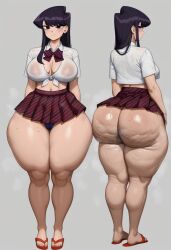 ai_generated ass big_ass breasts cellulite fat_ass flip_flops komi-san_wa_komyushou_desu komi_can't_communicate komi_shouko school_uniform taiga20 thick_thighs