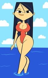 big_breasts big_hips black_hair breasts codykins123 emma_(tdi) swimsuit the_ridonculous_race total_drama_island wet