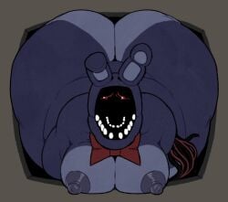 2026 anthro ass big_butt big_nipples bow_tie bow_tie_only digital_drawing_(artwork) digital_media_(artwork) embarrassed english_description five_nights_at_freddy's five_nights_at_freddy's_2 fur grey_background lagomorph leporid long_ears male mammal missing_arm moobs mostly_nude nipples overweight overweight_anthro overweight_male ozziactive purple_body purple_fur rabbit red_bow_tie scottgames simple_background solo stuck through_wall wire withered_bonnie withered_bonnie_(fnaf)