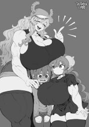1boy 2girls breasts dommy_mommy fat_breasts huge_breasts ilulu_(dragon_maid) kobayashi-san_chi_no_maidragon lucoa magatsuchi_shouta milf miss_kobayashi's_dragon_maid quetzalcoatl_(dragon_maid) shortstack shouta thegoldensmurf thick_thighs