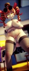 1boy 1girls 3d animated big_breasts bouncing_breasts breasts censored drill_hair female from_behind hinalewdhat jo'on_yorigami large_breasts loop looping_animation male mikumikudance mmd orange_hair pussy sex tagme thick thick_thighs thighhighs touhou vaginal_penetration vovun