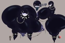 anthro areola ass belly big_breasts big_butt black_body breast_grab breast_squish breasts breasts_bigger_than_head chain_chomp chains copysky777 female gigi_(thecoatl034) glistening glistening_body hand_on_breast huge_breasts huge_butt huge_hips huge_thighs hyper hyper_breasts mario_bros nintendo nipple_chain nipple_piercing nipples open_mouth piercing solo squish thick_thighs wide_hips