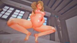 1girls 3d ann_takamaki belly big_belly blonde_hair breasts female maxcoffee nipples nude persona persona_5 pregnancy pregnant pussy sexy_prego solo twintails