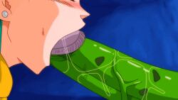 accurate_art_style animated bulma's_adventure bulma_briefs bulma_briefs_(frieza_saga) dragon_ball dragon_ball_z fellatio grand_elder_guru guru_(dragon_ball) huge_cock live2d namekian oral yamamoto_doujin