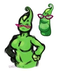 anthro breasts female flora_fauna glasses milf plant plant_girl plant_humanoid plantie plants_vs._zombies plants_vs_zombies string_bean_(pvz) vagina